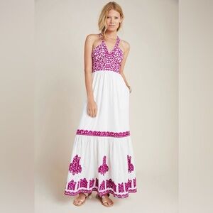 Anthropologie Manuela Embroidered Midi Dress